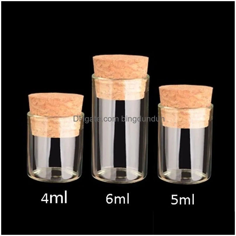  selling small test tube with cork stopper 4ml 5ml 6ml glass spice bottle diy craft transparent glass bottle drifting bottle