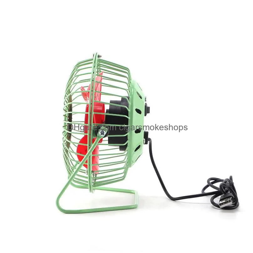 Other Desk Accessories Wholesale Mini Watermelon Fan Aluminum Small Desk Usb 4 Blades Cooler Cooling Office School Business Industrial Otqoa