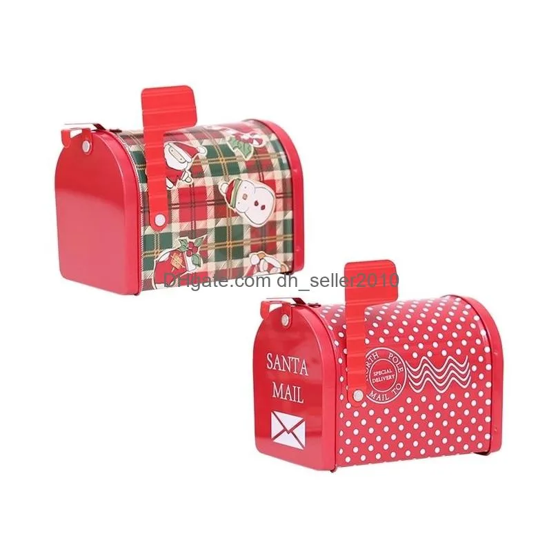 decoration supplies christmas candy gift craft iron storage organizer tin box mailbox xmas ornaments35 y201020