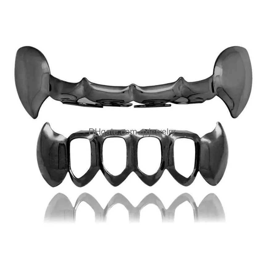 Grillz, Dental Grills Hip Hop Smooth Halloween Dentures Grillz Real Gold Plated Rappers Dental Grills Cool Jewelry Golden Sier Rose Bl Dhhb5