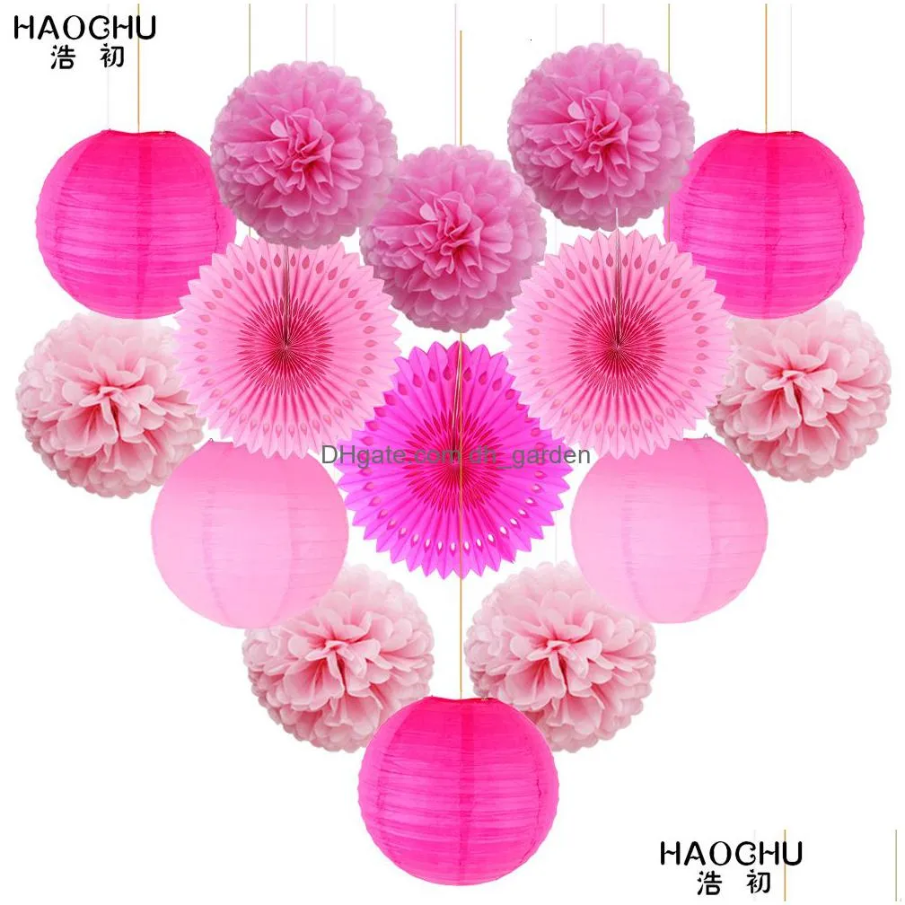 Christmas Decorations Christmas Decorations 15Pcs/Lot Tissue Paper Lantern/Pom Poms Flower/Rosette Fans Birthday Baby Shower Dhgarden Dhmh2