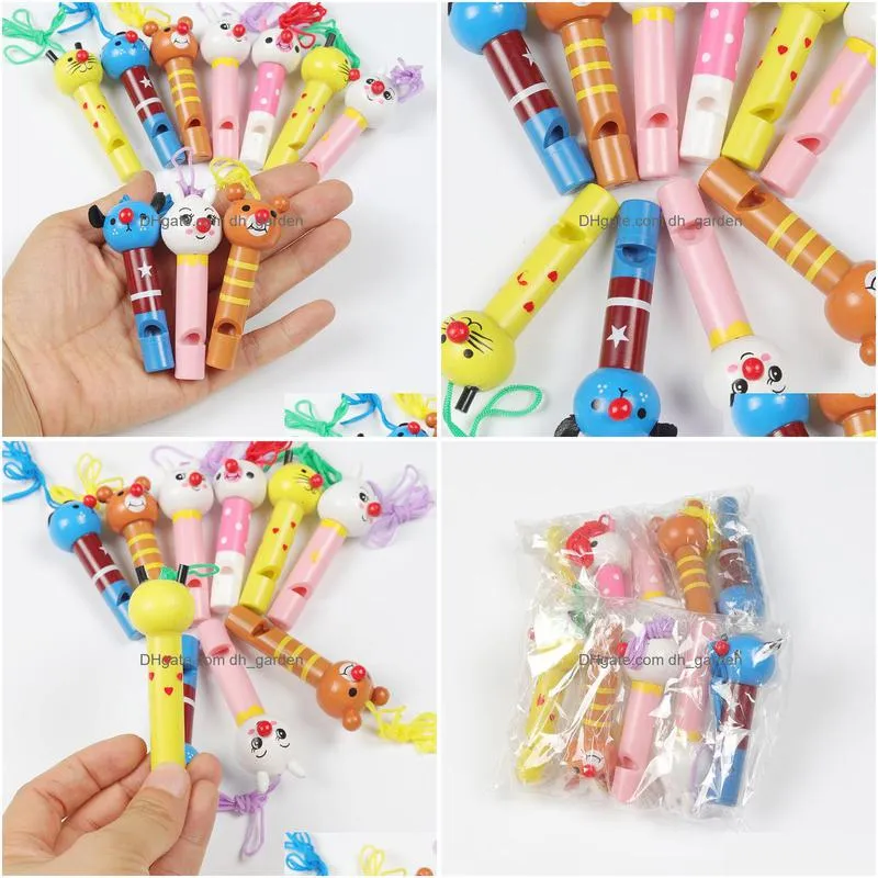 Other Event & Party Supplies 10Pcs Cute Mticolor Wooden Whistles Kids Birthday Party Favors Decoration Baby Shower Noice Mak Dhgarden Dhtoy