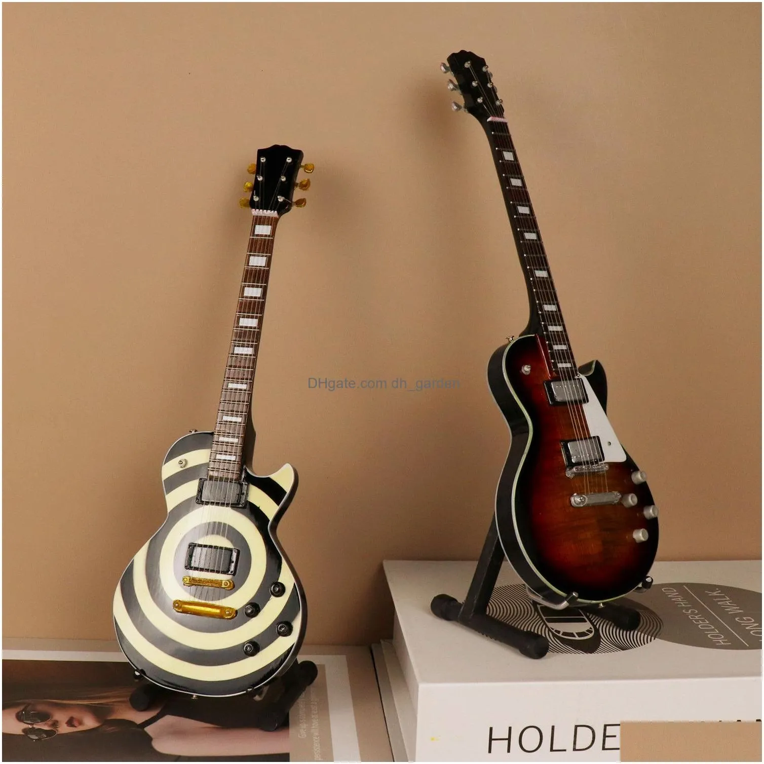 Decorative Objects & Figurines Decorative Objects Figurines Miniature Guitar Replica Electric Bass Display Model Wooden Musi Dhgarden Dh2O3
