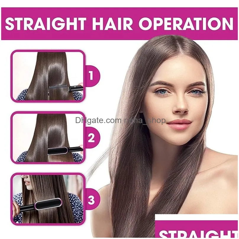 professional hair straightener brush heated comb straightening combs hair straight curly styling antiscald ceramic straightener6737646