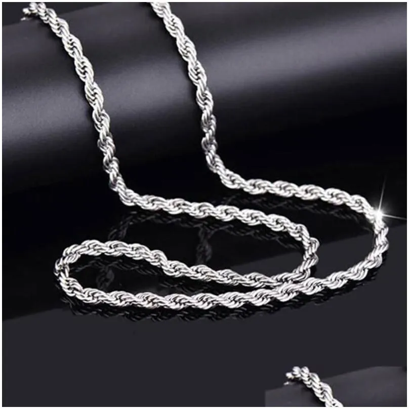 Chains Fashion Mens Hip Hop Chain Shine Necklace Luxury Classy Clavicle Sier Gold Color Twist Rope Jewelry For Women Men M Jewelry Nec Dhqio