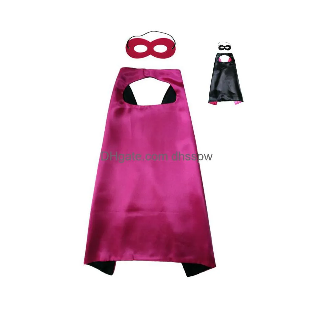 27 inch plain double layer superhero cape with mask set 18 colors choice superhero cosplay cape fancy dress for birthday christmas