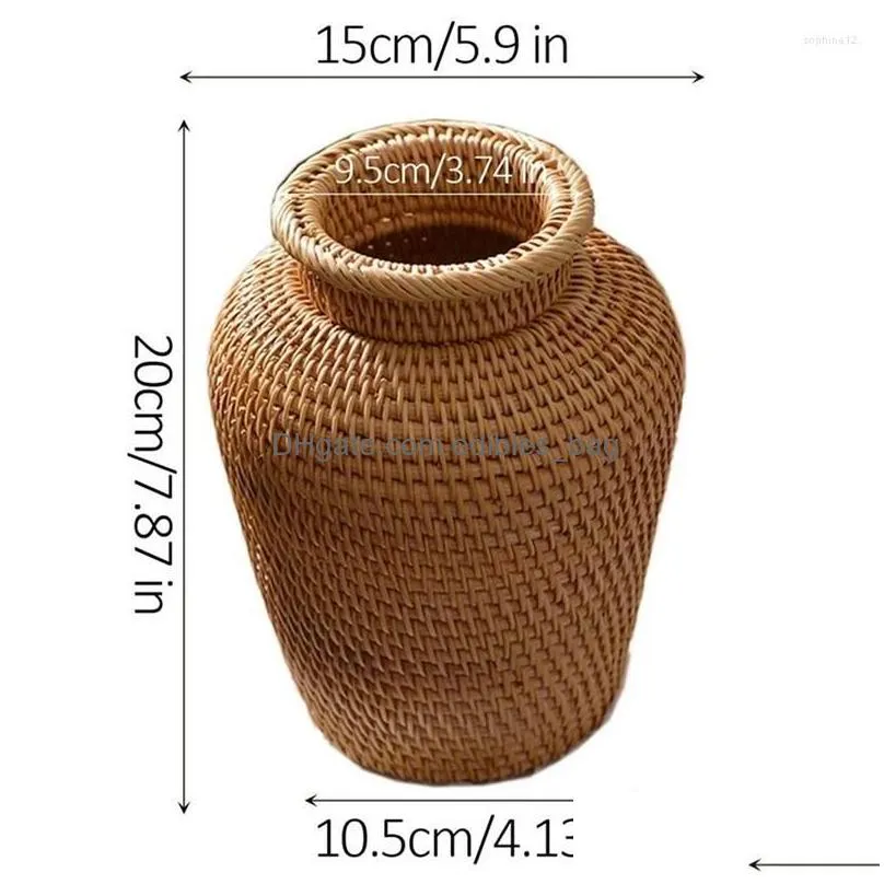 vases wicker basket rattan hanging flowerpot flower storage vase rustic woven pot