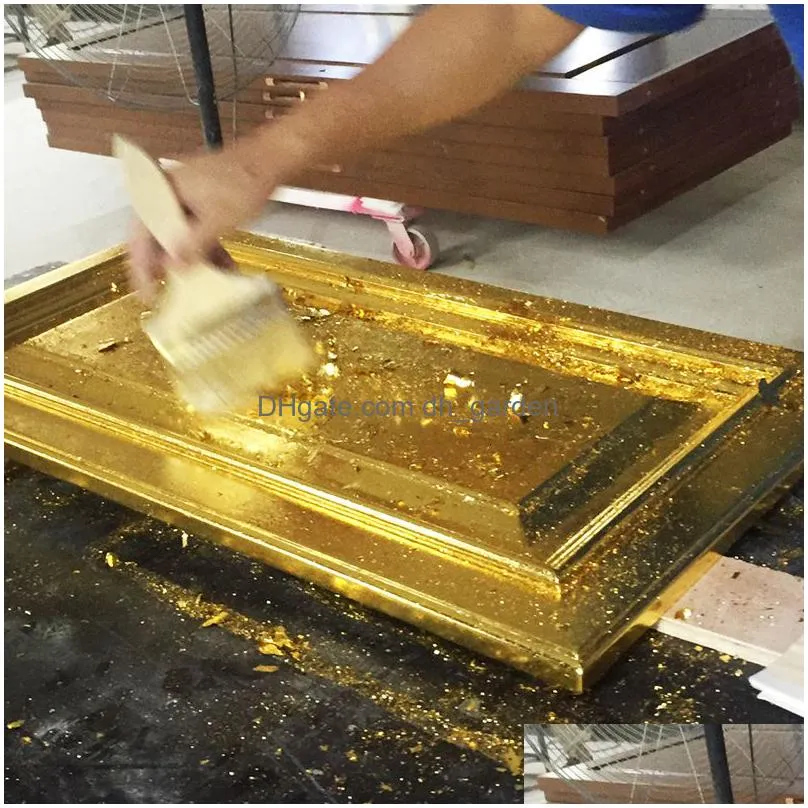 Packing Paper Packaging Paper 24K Pure Gold Leaf Sheets Transfer Real Foil 8X8Cm For Cake Decoration Arts Craft Gilding 2304 Dhgarden Dhm9G