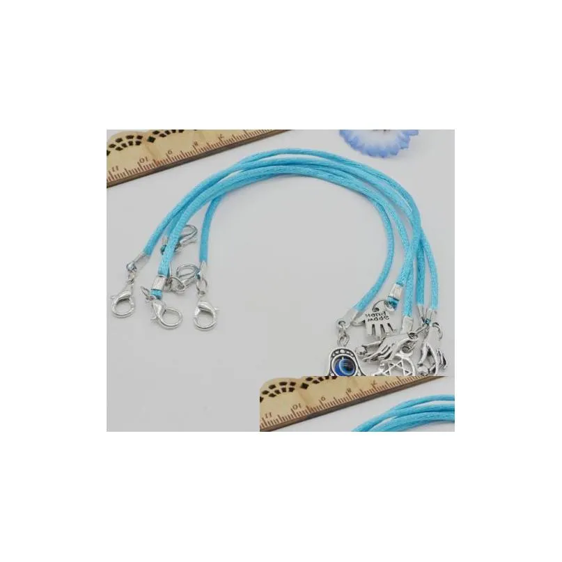 Charm Bracelets 50Pcs/Lot Mixed Hamsa Hand Evil Eye String Bracelets Lucky Charms Pendant 20Cm New Jewelry Bracelets Dhkoi