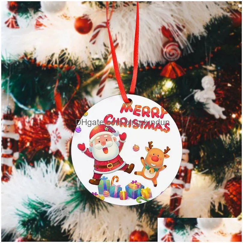 christmas decorations circular heat transfer printed wood blank christmas ornaments double sided wooden mdf heat sublimation christmas tree ornaments