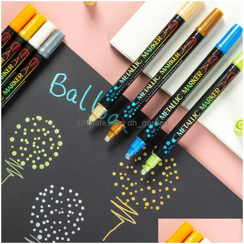 Markers Markers Dual Tip 36 Colors Permanent Metallic Marker Pen For Card Making Rock Painting Album Metal Wood Ceramic Glas Dhgarden Dhxoa