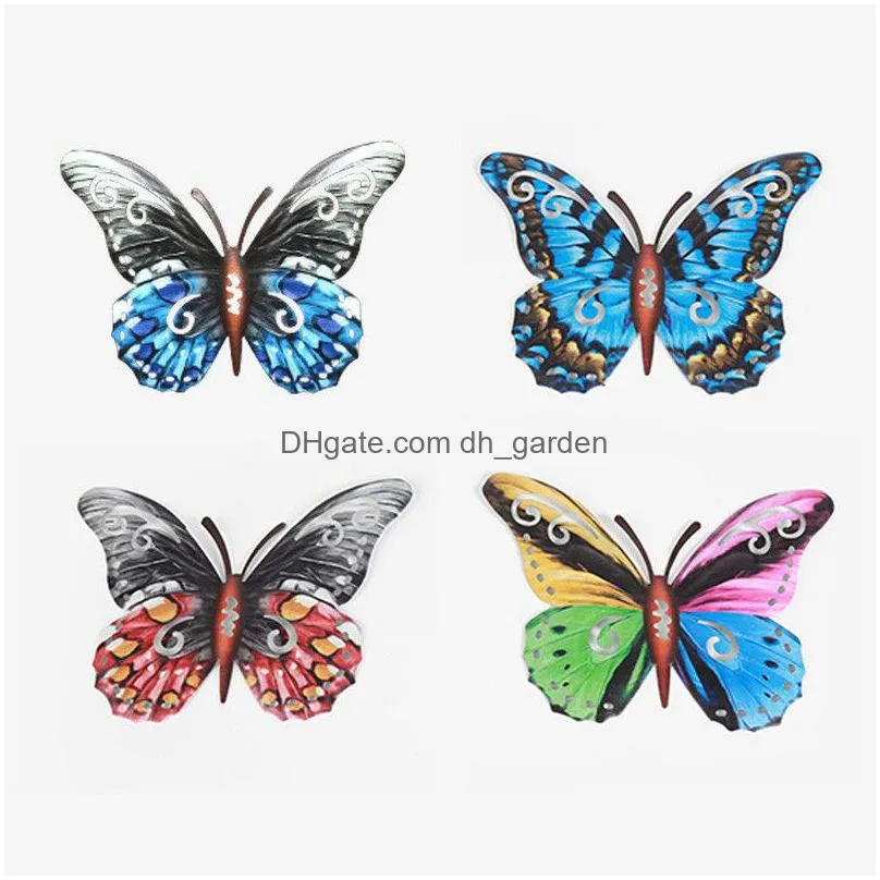 Garden Decorations Garden Decorations 4Pcs Metal Butterfly Wall Art Hanging Decor Butterflies Iron Decoration Home Garden Pat Dhgarden Dh8Tn