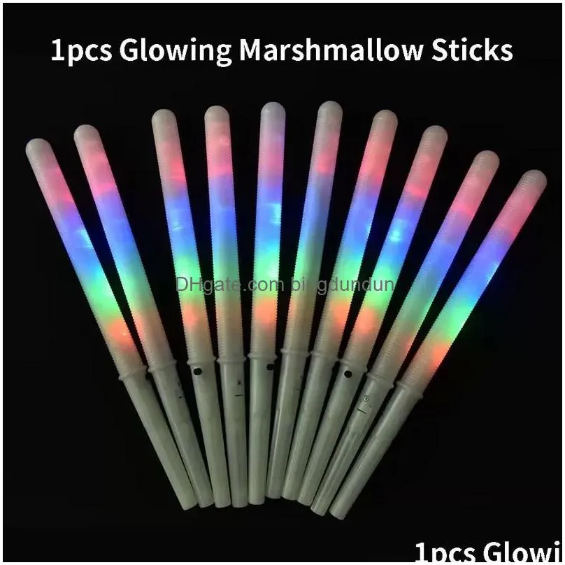 led light up cotton candy cones colorful glowing marshmallow sticks impermeable colorful marshmallow glow stick fy5031