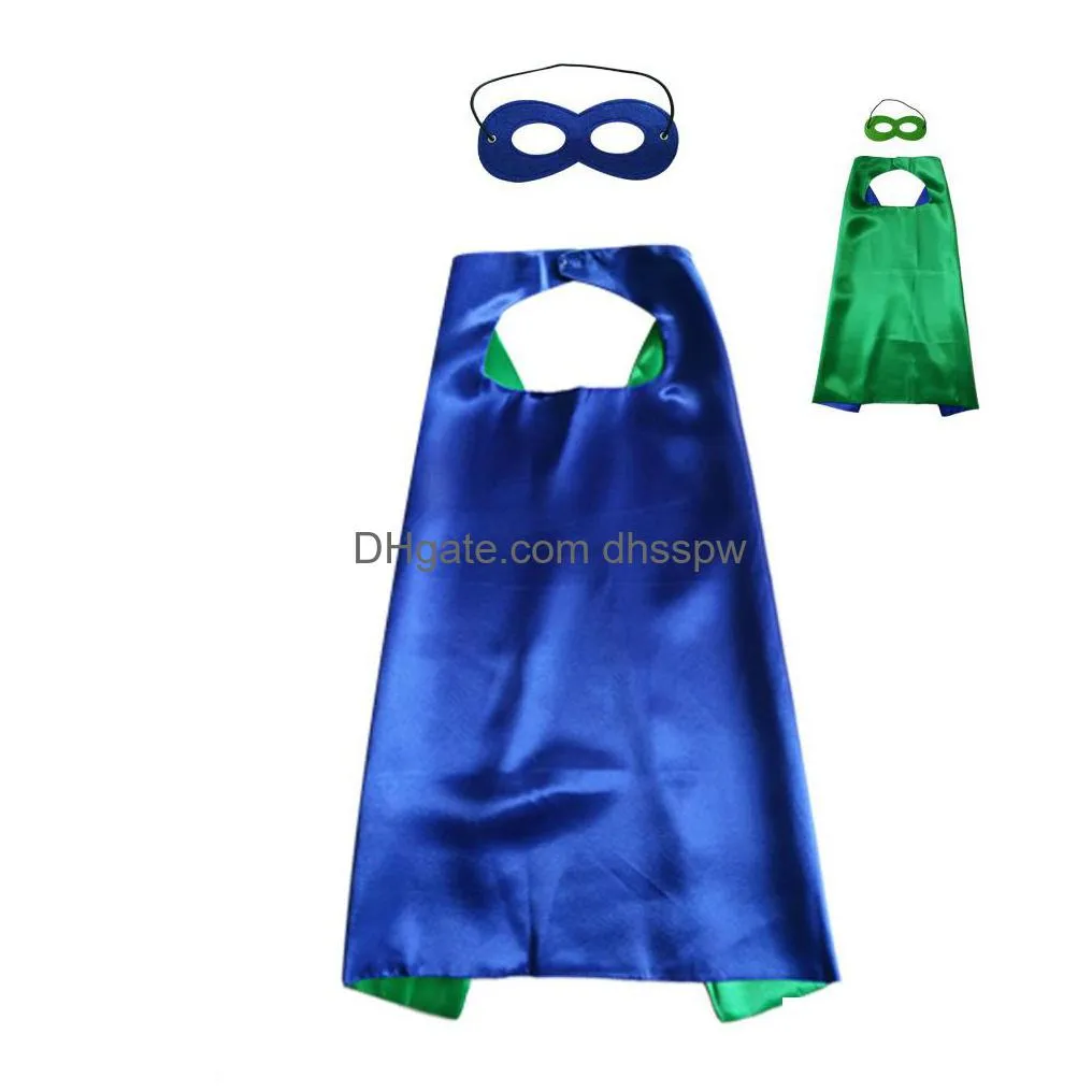 27 inch plain double layer superhero cape with mask set 18 colors choice superhero cosplay cape fancy dress for birthday christmas