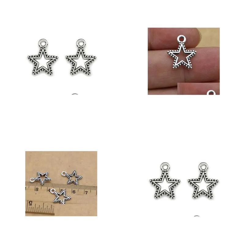 Charms 200Pcs/Lot Ancient Sier Alloy Star Charms Pendants For Diy Jewelry Making Findings 17.5X14Mm Jewelry Jewelry Findings Component Dhdom