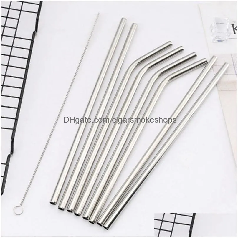 Drinking Straws Stainless Steel St With Sile Er Pvc Box Curved Straight Mixed Package Clean Brush Drinking Bar Home Sts Gift Home Gard Otsop