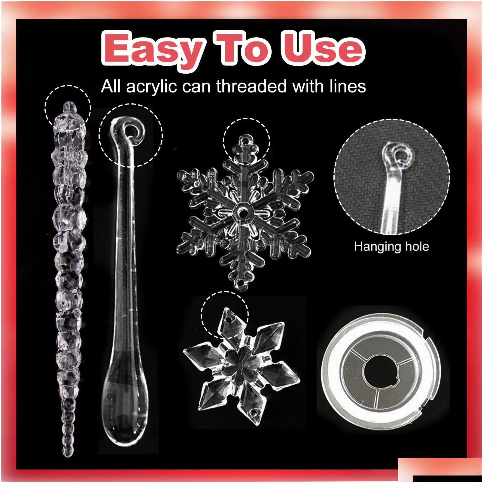 Christmas Decorations Christmas Decorations Behogar 40Pcs Decoration Kit Acrylic Crystal Snowflake Icicles Tree Ornaments Fo Dhgarden Dh74A