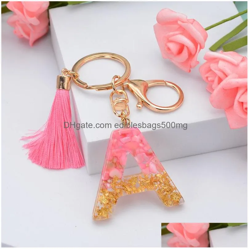 letter initial keychain party favor handbag car pendant name keyring diy 26 letter acrylic charms keychains for women girls