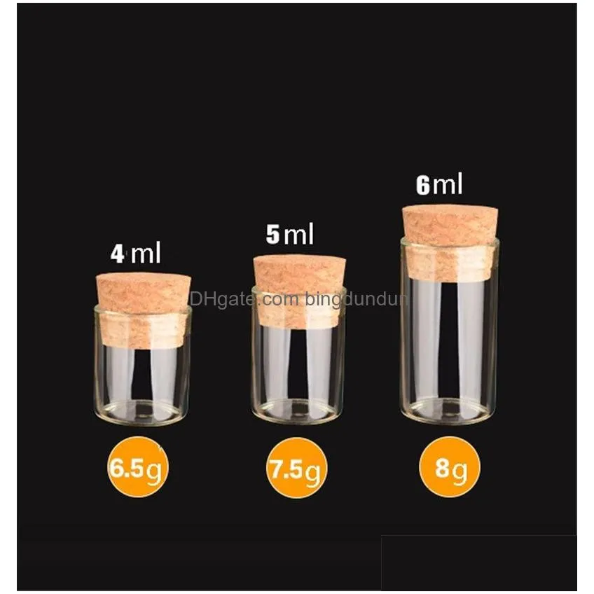  selling small test tube with cork stopper 4ml 5ml 6ml glass spice bottle diy craft transparent glass bottle drifting bottle