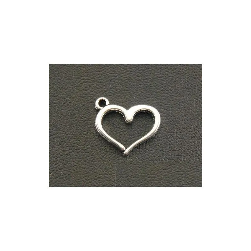 Charms 200Pcs/Lot Ancient Sier Hollow Heart Alloy Charms Pendants For Diy Jewelry Making Findings 13X16Mm Jewelry Jewelry Findings Com Dhtrw