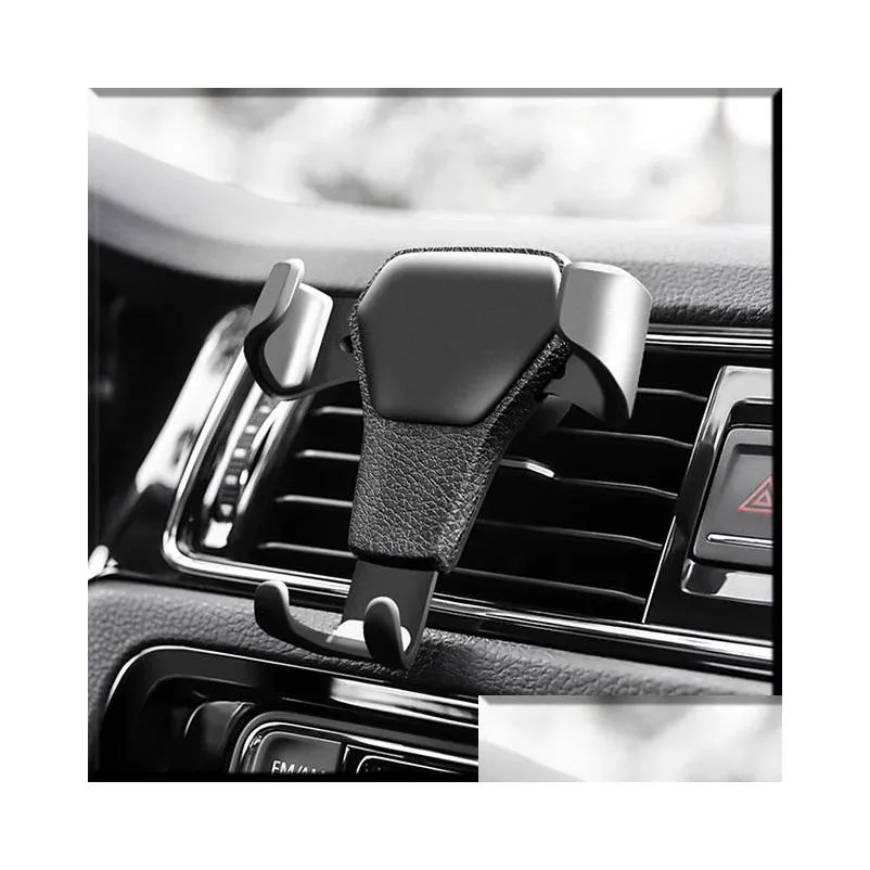 automatic locking gravity universal air vent gps cell phone holder car mount stand grille buckle type compatible for iphone android