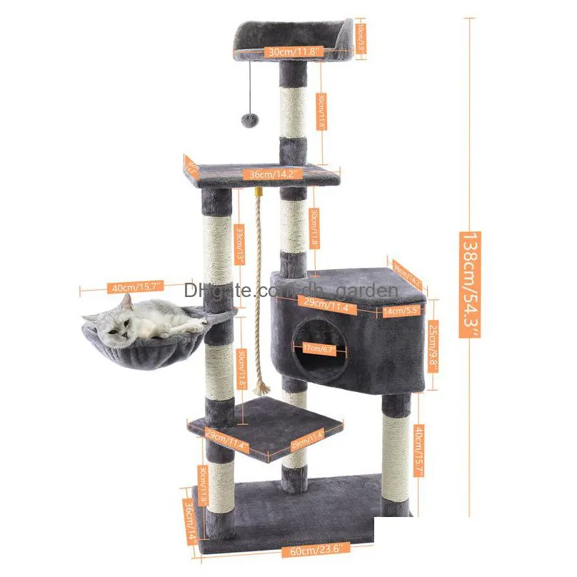 Cat Furniture & Scratchers Cat Furniture Scratchers 180Cm Mti-Level Tree For S With Cozy Perches Stable Climbing Frame Scrat Dhgarden Dhjqz