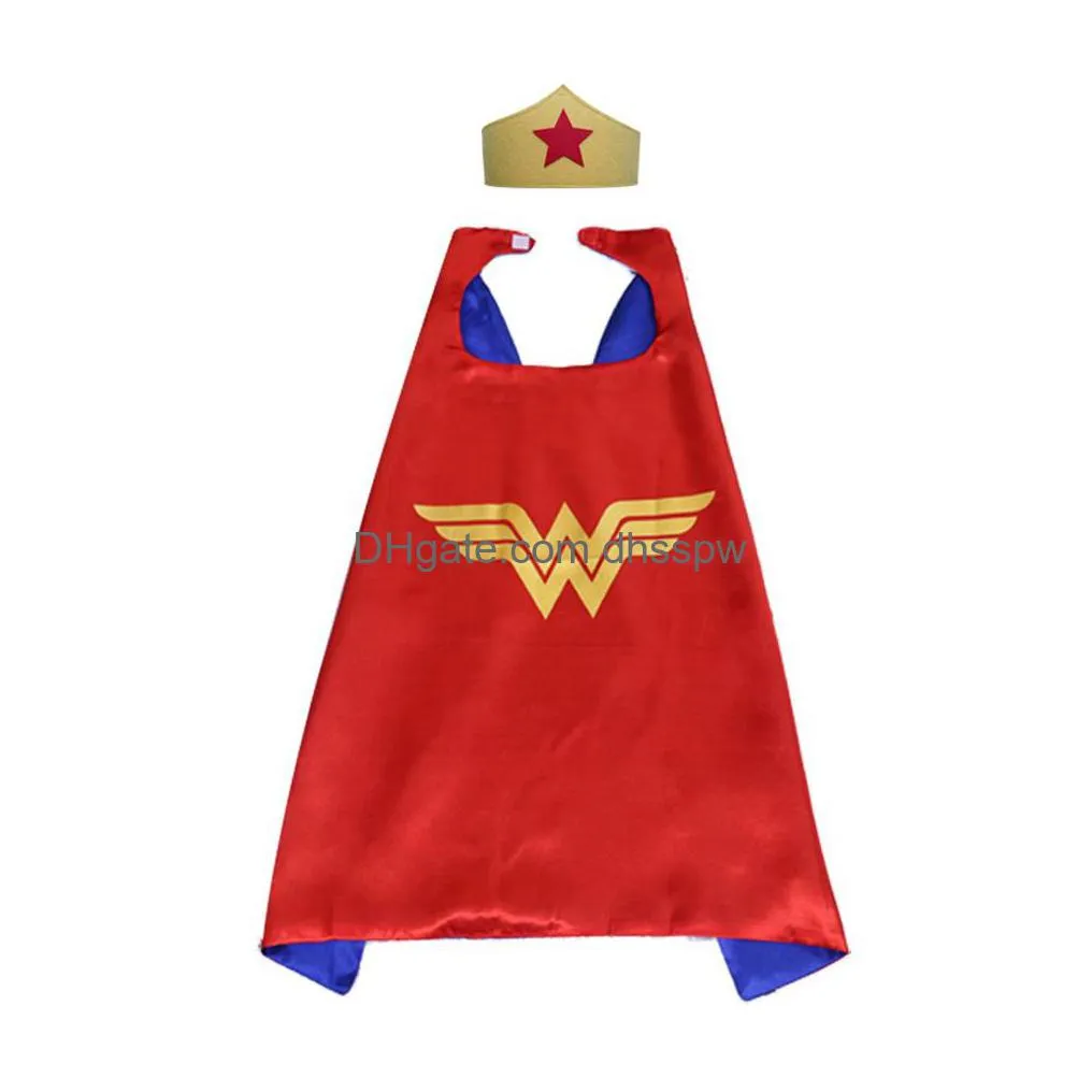 50x70cm double side party cosplaycape and masks cartoon theme costume for kid boys girls of 1-4t fancy dress