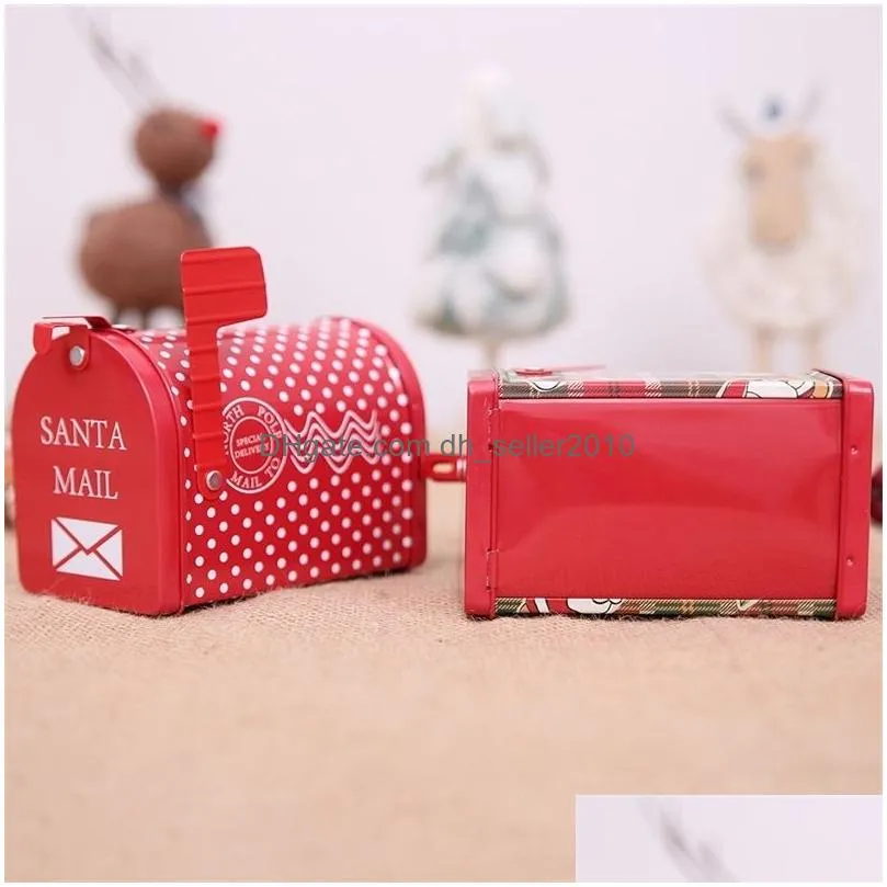 decoration supplies christmas candy gift craft iron storage organizer tin box mailbox xmas ornaments35 y201020