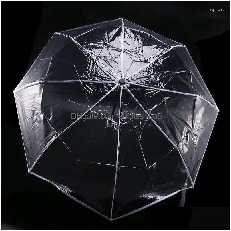 umbrellas 2x transparent umbrella automatic rain women men sun auto compact white border