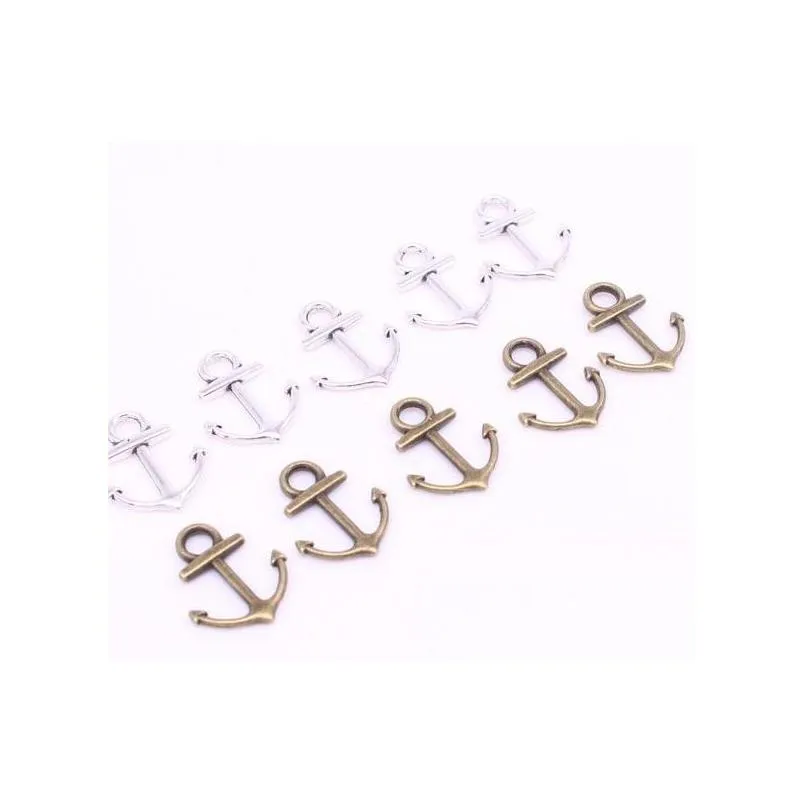 Charms Alloy 150Pcs Vintage Style Bronze Sier Zinc Nautical Anchor Charms Necklace Pendant For Jewelry Making 15X19Mm Jewelry Jewelry Dhpeo
