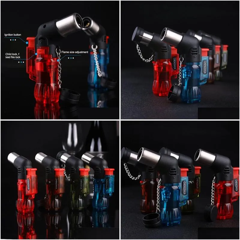 Lighters New Arrival Mini Butane  Torch Cigarette Windproof Lighter Random Color Plastic Fire Ignition Burner Cooking Lighter795075 Otirc