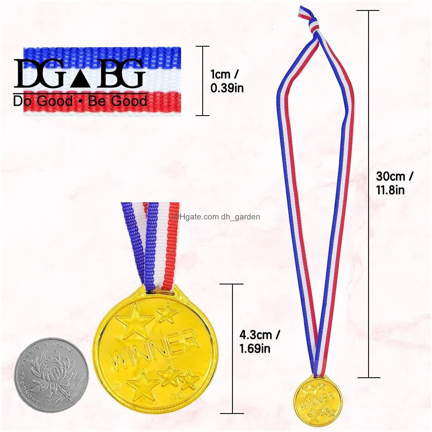 Other Office & School Supplies Other Office School Supplies 50Pcs Kids Children Gold Plastic Winners Medals Sports Day Party Dhgarden Dhfmj