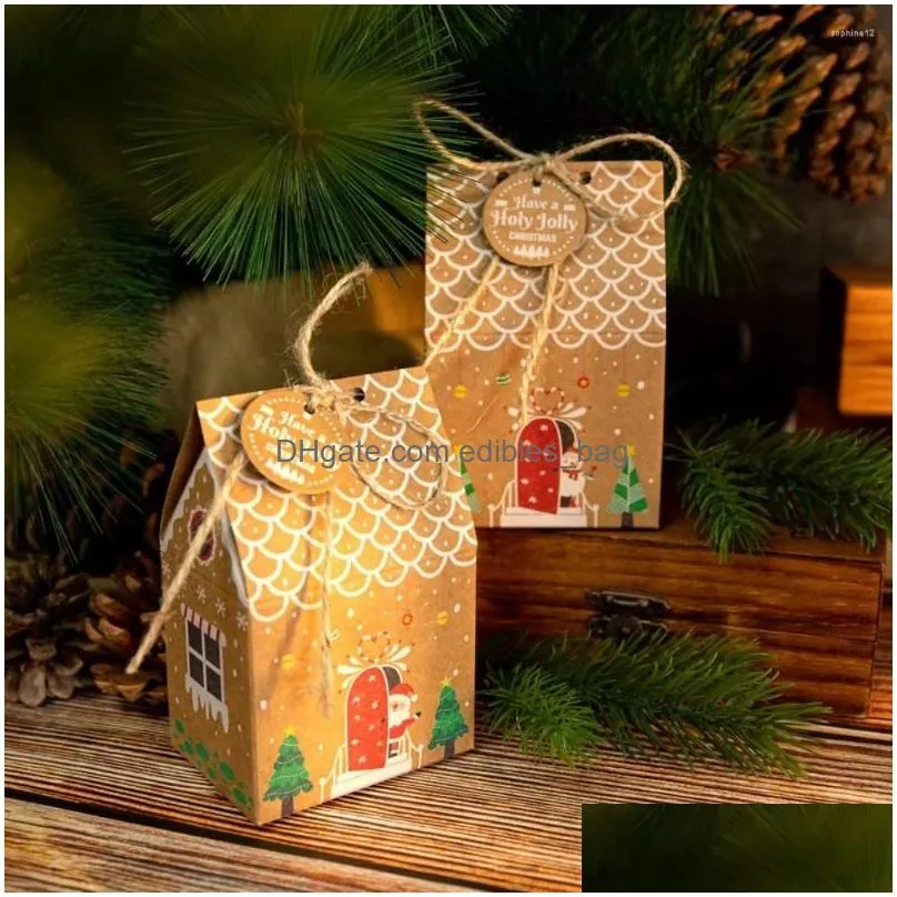 christmas decorations 24pcs diy candy boxes rope house shape gift box year