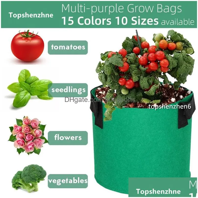 16colors 1--20 gallons round nonwoven fabric pots grow bags with handles economic pots garden planting containers flowers plant