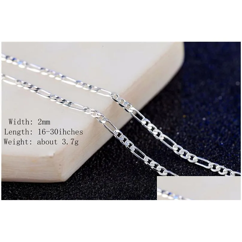 Chains 2Mm Figaro Chain Necklaces For Men 31 925 Sterling Sier Plated Flat Design Women Fashion Jewelry Diy Accesories 16 Jewelry Neck Dhxrw