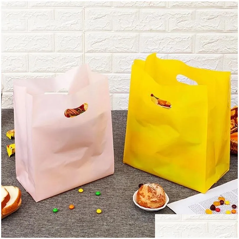 Packing Bags Wholesale Solid Color Salad Light Food Plastic Bag Dessert Packaging Foods Baking Bakery Cake Tote Cosmetic Shop Bags Off Dhbqb