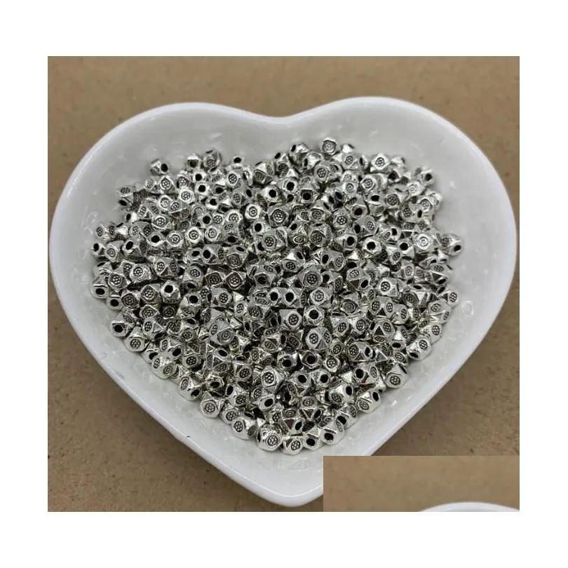 Alloy 1000Pcs Antique Sier Spacer Beads For Jewelry Making Bracelet Diy Handmade Accessories Craft 4Mm Jewelry Loose Beads Dhzil