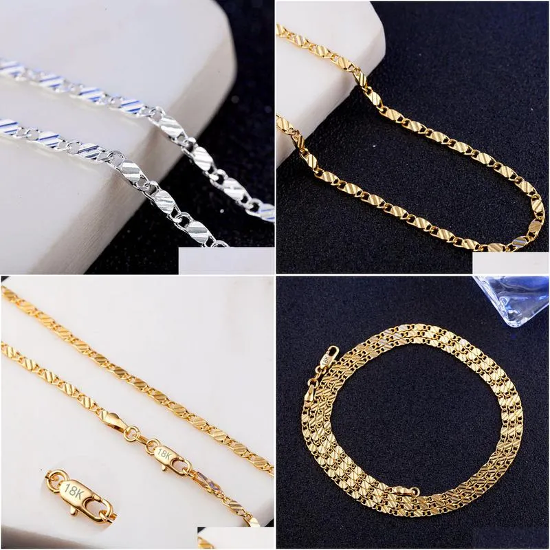 Chains 2Mm Flat Chain Necklace For Women Men Jewelry Necklaces Pendants Charms 16 18 20 22 24 26 28 30 Inch Wholesale M175 Jewelry Nec Dhcoj