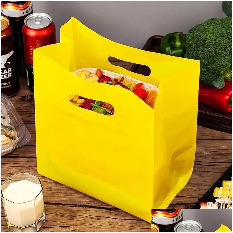 Packing Bags Wholesale Solid Color Salad Light Food Plastic Bag Dessert Packaging Foods Baking Bakery Cake Tote Cosmetic Shop Bags Off Dhbqb
