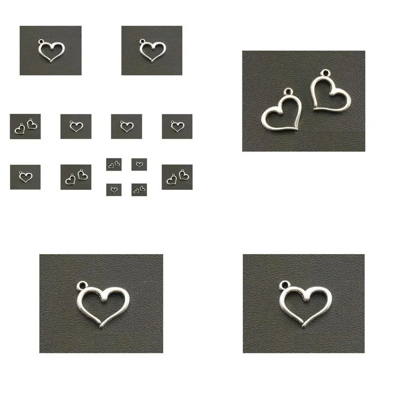 Charms 200Pcs/Lot Ancient Sier Hollow Heart Alloy Charms Pendants For Diy Jewelry Making Findings 13X16Mm Jewelry Jewelry Findings Com Dhtrw