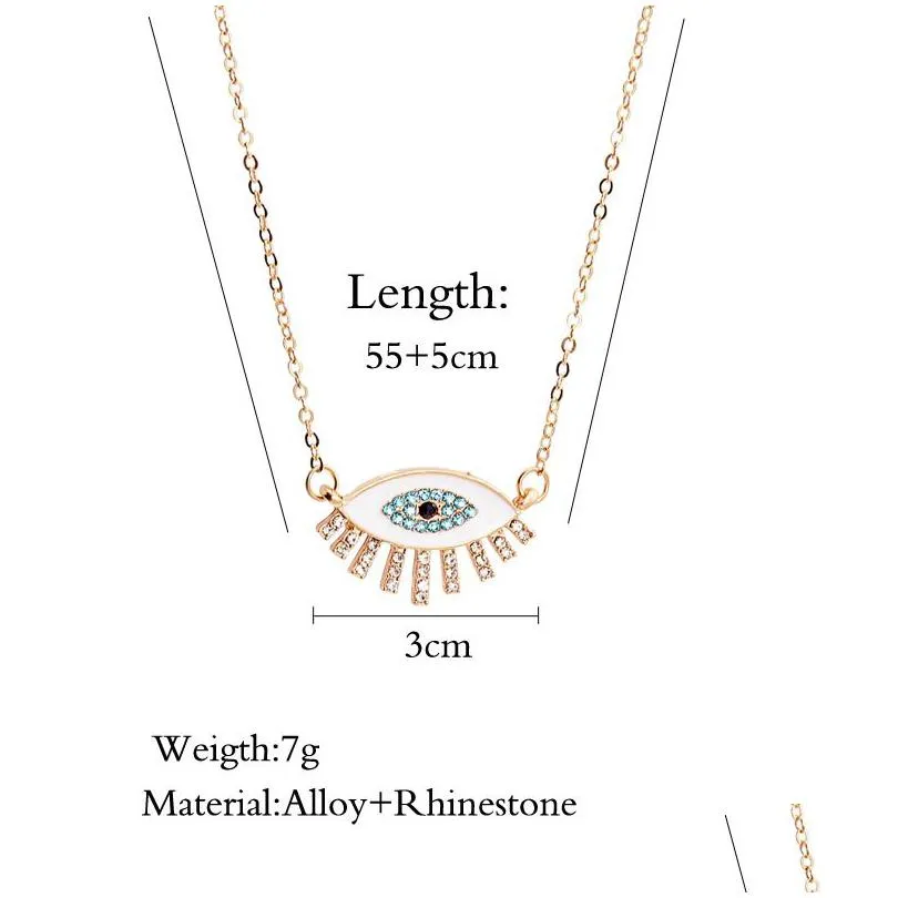 Pendant Necklaces Evil Eyes Choker Necklaces Gold Women Blue Turkey Rhinestone Pendant Necklace New Design Fashion Collar Jewelry Gift Dhxyu