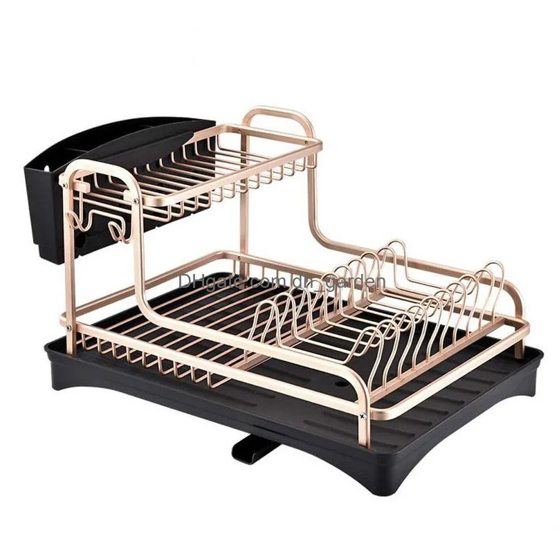 Dish Racks Aluminium Alloy Dish Rack Kitchen Organizer Storage Drainer Drying Plate Shelf Sink Supplies Knife And Fork Conta Dhgarden Dhslb