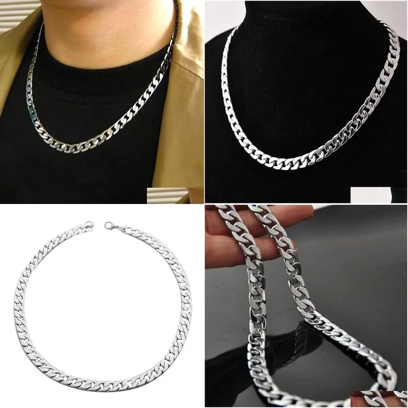 Chains Fashion Simple Men Twist Oblate Wide Chain Necklace Party Jewelry Birthday Gift New Hip Hop Stainless Steel Male Female Accesso Dhan0