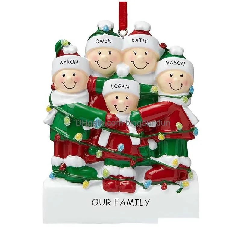 personalized resin christmas ornaments christmas pendant family name blessing christmas tree ornaments room decorations