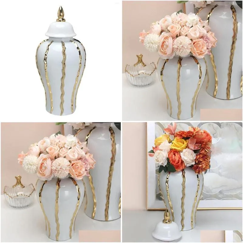 storage bottles ceramic flower vase fine workmanship display porcelain ginger jar temple for bedroom weddings livingroom office desk