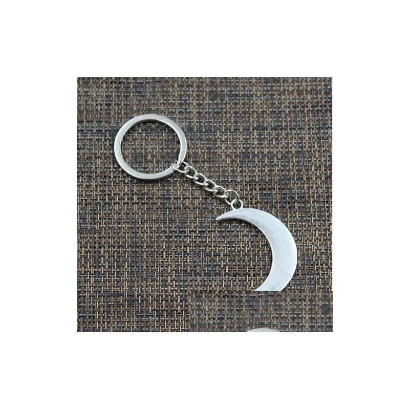 Key Rings New 20Pcs/Lot Diy Key Ring Accessories Antique Sier Zinc Alloy Moon Charms Chain Keychain Jewelry Dhtlf