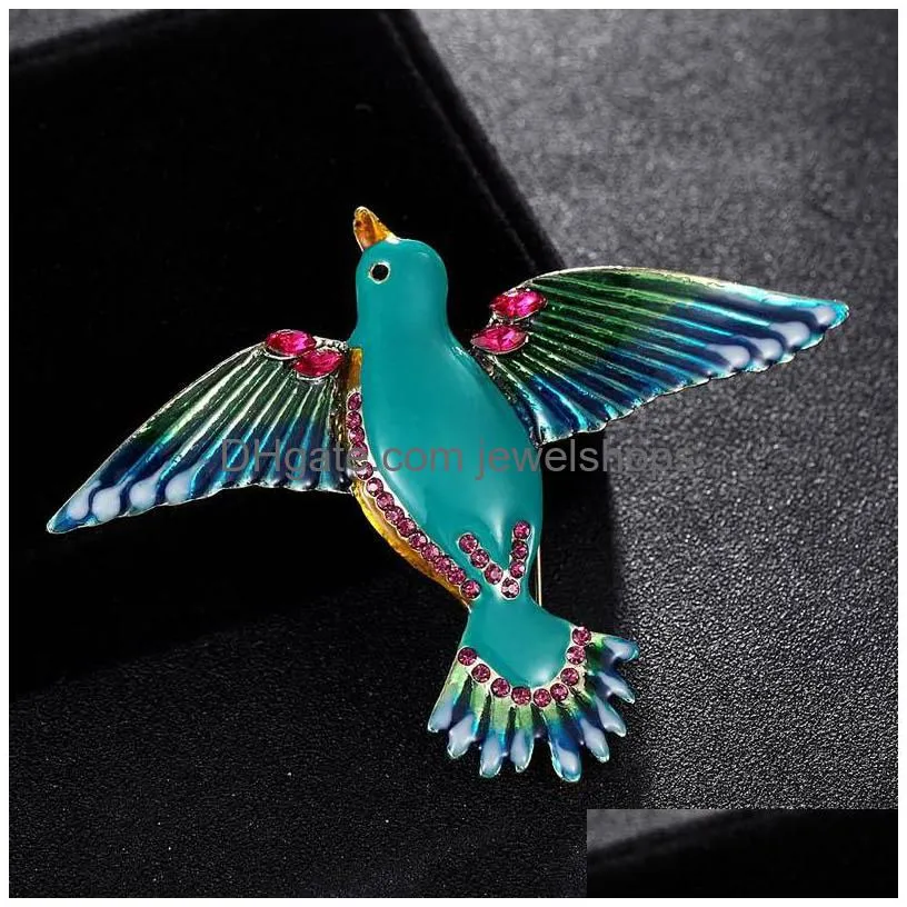 Pins, Brooches Pins Brooches Fashion Mens Jewelry Brand Blue Enamel Hijab Accessory Statement Womens Personality Birds Broches Bags Bi Dhf2L