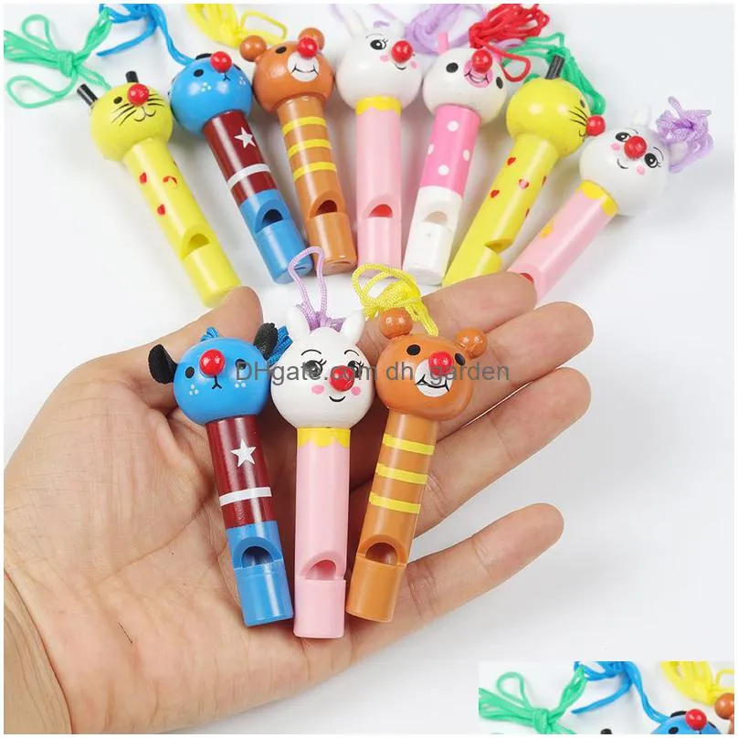 Other Event & Party Supplies 10Pcs Cute Mticolor Wooden Whistles Kids Birthday Party Favors Decoration Baby Shower Noice Mak Dhgarden Dhtoy