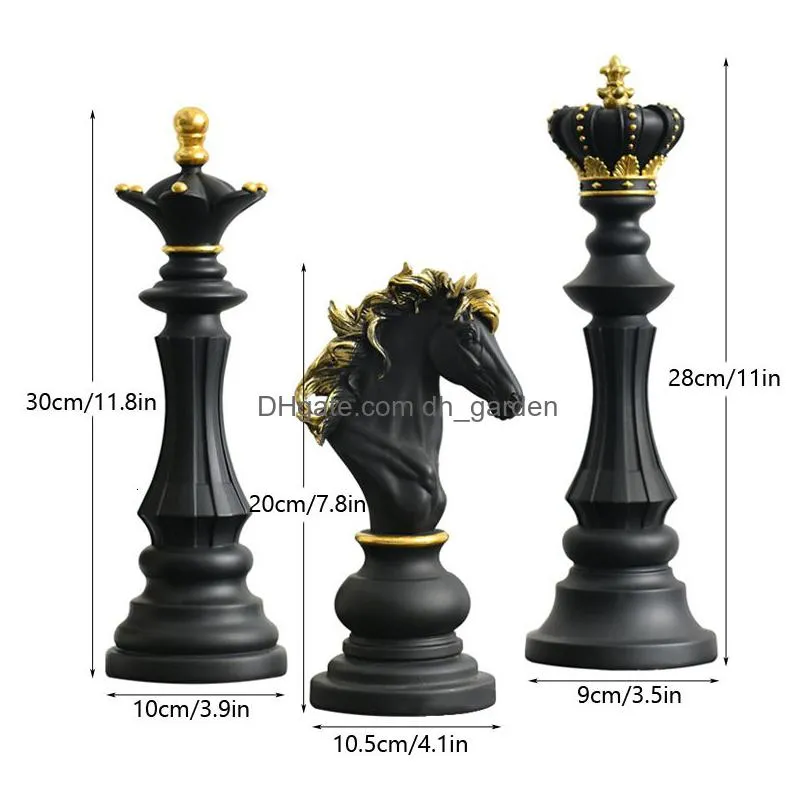Decorative Objects & Figurines Decorative Objects Figurines Northeuins 3 Pcs/Set Resin International Chess Figurine Modern I Dhgarden Dhj0T