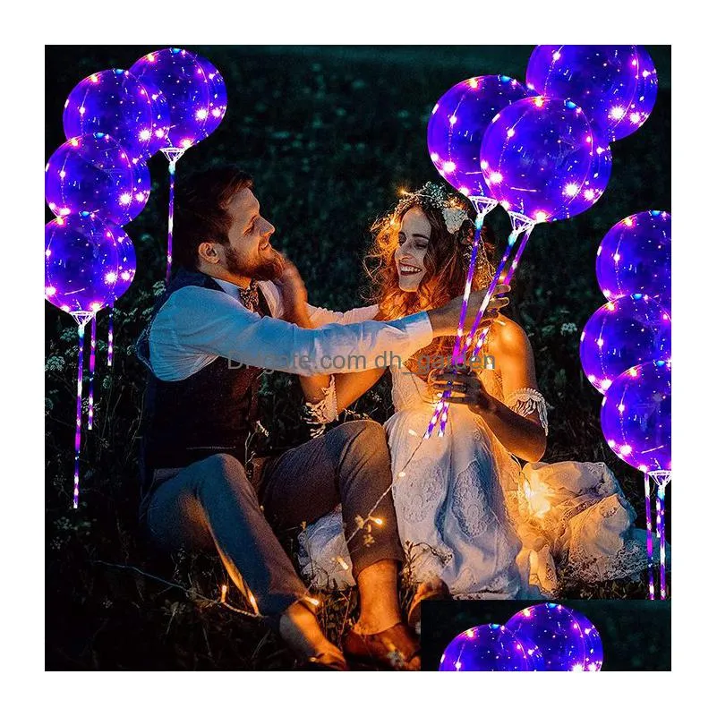 Other Event & Party Supplies Other Event Party Supplies 10Pcs Led Light Up Bobo Balloons Helium Glow Bubble Flashing Balloon Dhgarden Dhj1A